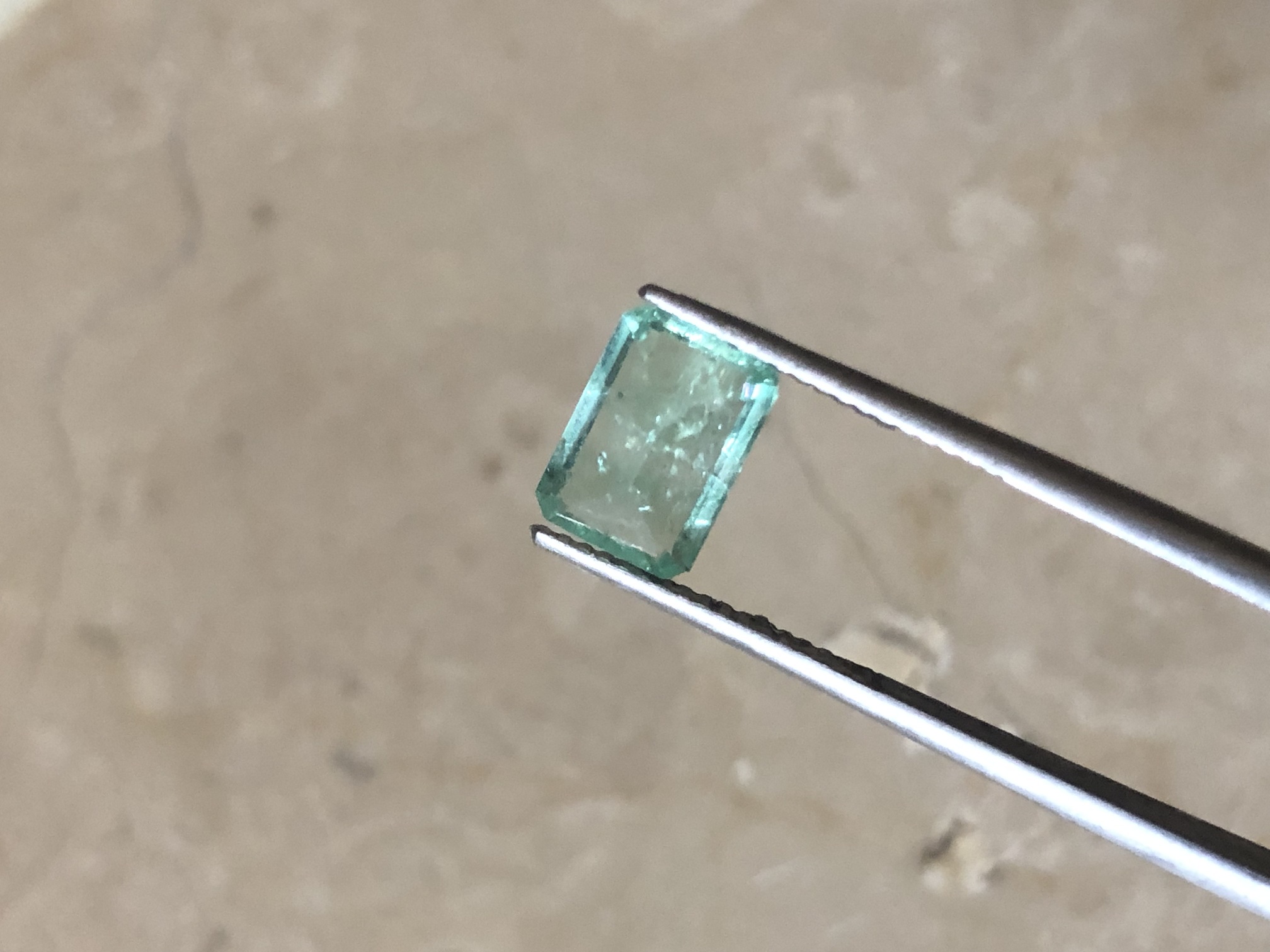 Natural Panjsher Emerald light Green Color 1.75 Caret Emerald Cut view 3