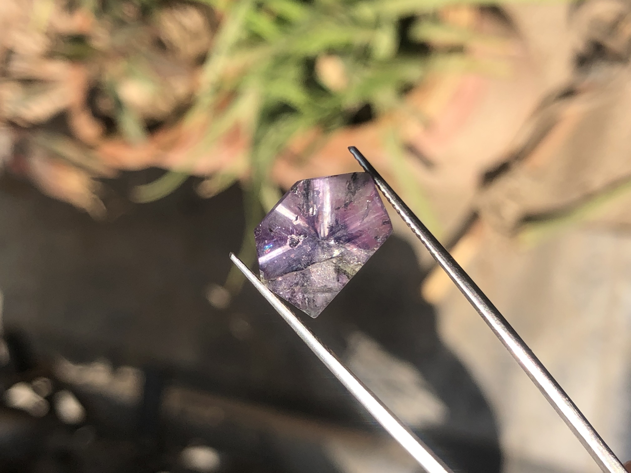 Rare 7.40 ct Natural Trapiche Sapphire Kashmir Pakistan Violet-Purple Color Unheated Untreated view 2
