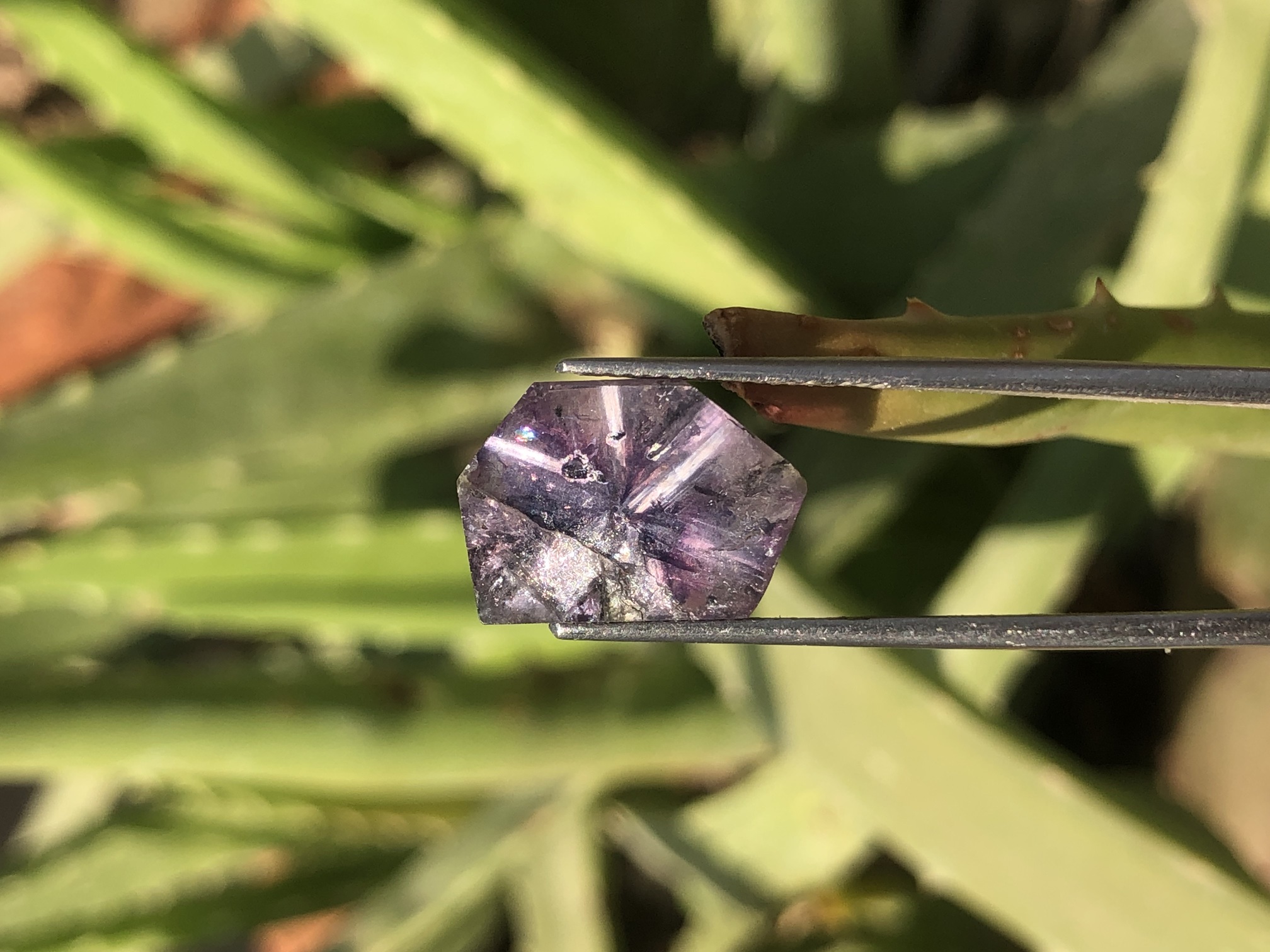 Rare 7.40 ct Natural Trapiche Sapphire Kashmir Pakistan Violet-Purple Color Unheated Untreated view 3