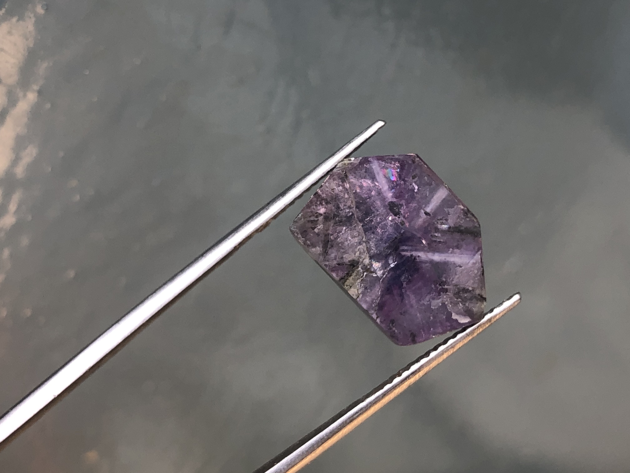 Rare 7.40 ct Natural Trapiche Sapphire Kashmir Pakistan Violet-Purple Color Unheated Untreated view 4