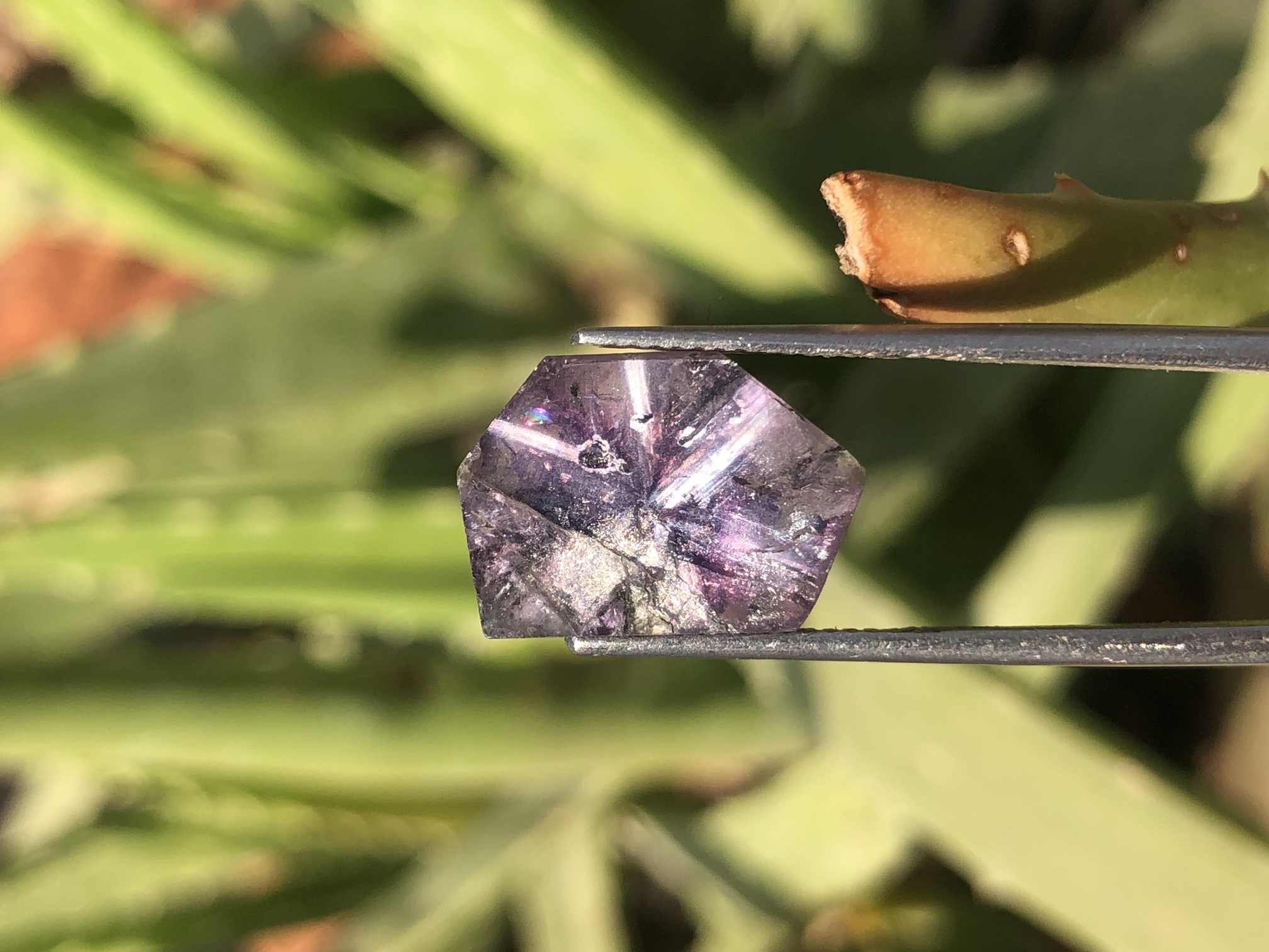 Rare 7.40 ct Natural Trapiche Sapphire  Kashmir Pakistan Violet-Purple Color Unheated Untreated